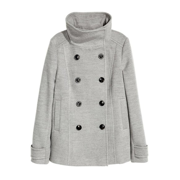 H&M Light Gray Pea Coat with High Collar - Picture 1 of 9